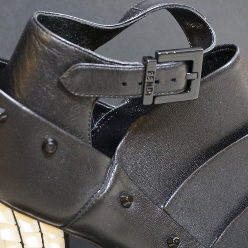 Fendi Black Leather Spiked Heel Booties - Picture 8 of 8
